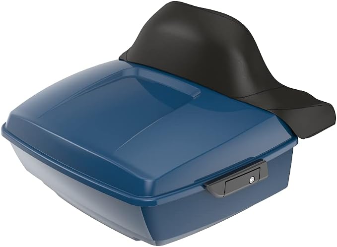 Advanblack Road Glide Tour Trunk Pack Reef Blue King Tour Trunk Pack Luggage +Wrap-Around Backrest Pad for '97-'25 Harley Touring Road King Street Glide Electra Glide CVO Models