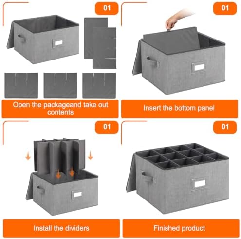 Stemware Storage Cases, Wine Glass Storage Box Containers with Dividers