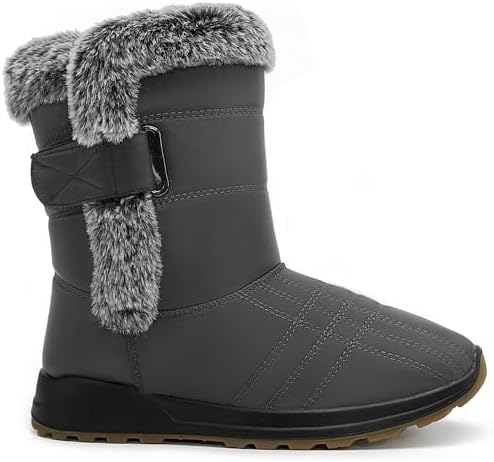 Winter Snow Boots for Women 2026: All-day Comfort Warm Fur Lined Mid Calf Hook Loop Waterproof Outdoor Shoes for Walking