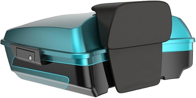 Advanblack 2026 Road Glide Teal Thunder/Vivid Black Chopped Tour Trunk Pack Backrest Pad for '97-'26 Harley Touring Road King Street Glide Electra Glide CVO models