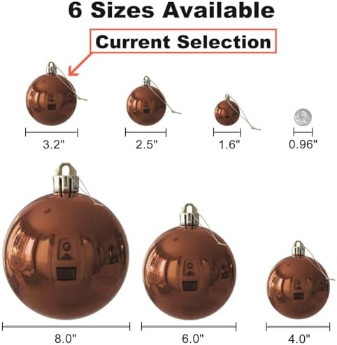 Orange Bronze 3.2" Large Christmas Balls - Christmas Tree Decoration Ornaments Shatterproof Hanging Balls for Birthday Halloween Holiday Wedding Decorations Set of 10pcs