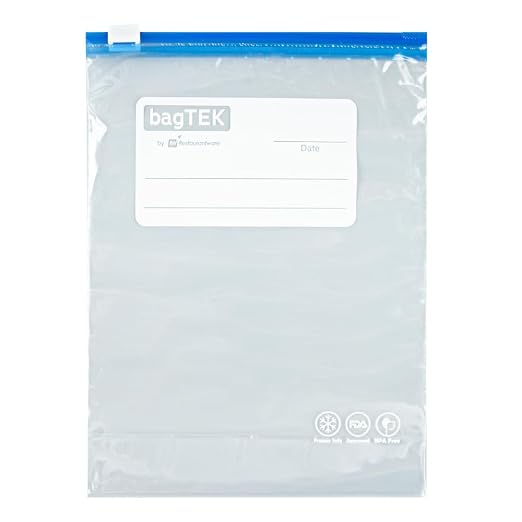 Restaurantware-Bag Tek 1 Quart Freezer Slider Bags, 25 Disposable Zipper Pouch Bags - Slide Zipper, Expandable Bottom, Clear Plastic Freezer Bag, With Write-On-Label, For Food Storage