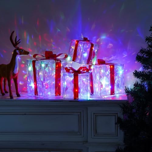 Set of 4 Christmas Lighted Boxes, Multicolor Holiday Indoor Decor