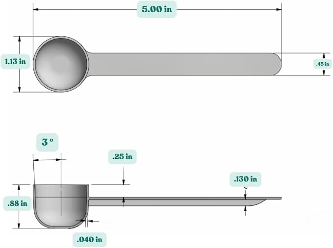 2 Teaspoon (2/3 Tablespoon | 10 mL) Long Handle Rounded Scoop for Coffee, Protein Powder, Pet Food, Spices, Grains, Dry Goods – Food-Grade BPA-Free (Pack of 10)