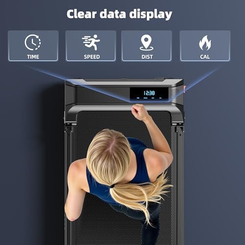 Walking Pad Treadmill for Home - Folding Treadmills with Handle Bar Portable Compact Fold up Indoor Foldable Handles Electric Walk Pads Small Spaces Mini Running Quiet Under Bed Office