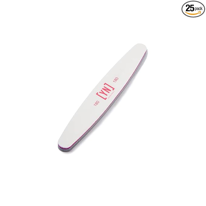 Young Nails Professional Nail File - 180/180 Grit Pink Combo Files, 25 Pack - Double Sided Ergonomic Emery Boards for Natural Acrylic Gel Nails, Perfect for Nail Techs or DIY Nails At Home