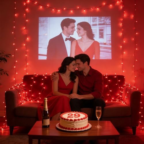 QUHUATU 300 LED 75FT Valentine's Day String Lights, 12 Modes, Red