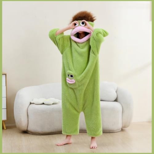 Unisex Funny Big Mouth Monster Plush Hooded Onesie Sleepwear