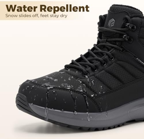 FitVille Men's Winter Boots Extra Wide, Water Resistant with Side Zipper, Non-Slip Warm Insulated Snow Outdoor Boots, Easy On/Off Comfortable