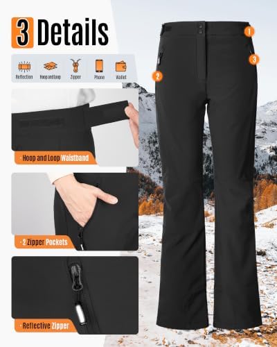 Outdoor Ventures Women's Fleece Lined Waterproof Insulated Snow Ski Pants