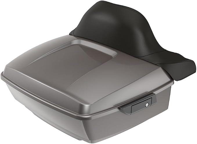 Advanblack Road Glide Tour Trunk Pack Billet Silver King Tour Trunk Pack Luggage +Wrap-Around Backrest Pad for '97-'25 Harley Touring Road King Street Glide Electra Glide CVO models