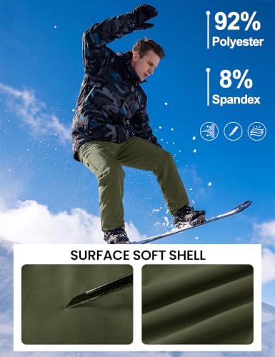MAGCOMSEN Men's Ski Snow Pants Waterproof Fleece Lined Winter Hiking Pants