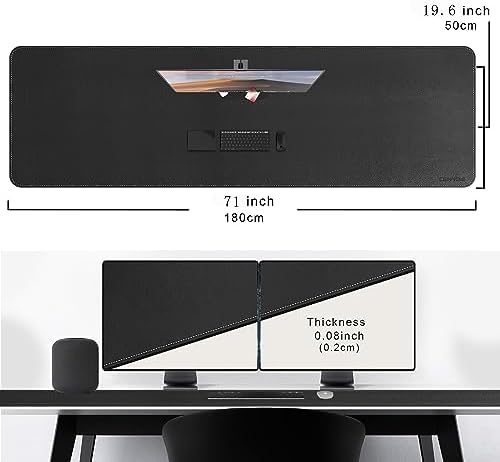 CENNBIE Leather Desk Mat, 71" x 19.6" Large Mouse pad for Desk (Black)