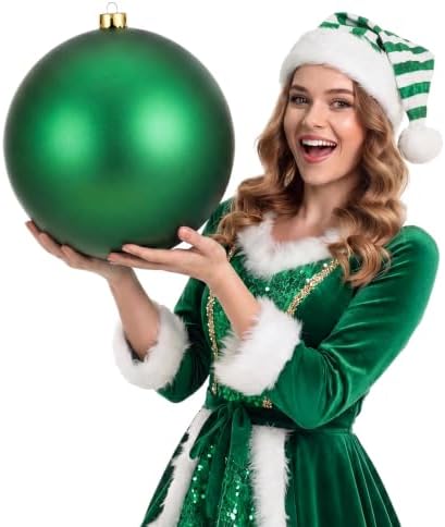 Threan 12 Inch Emerald Green Matte Large Christmas Ball Ornament