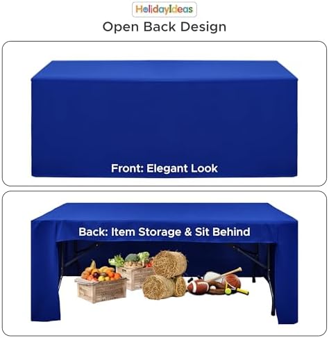 HolidayIdeas 4-Pack 6ft Open Back Fitted Tablecloths for Craft Shows Royal Blue