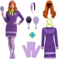 Adult Daphne Costume Women Purple Dress Halloween Outfit