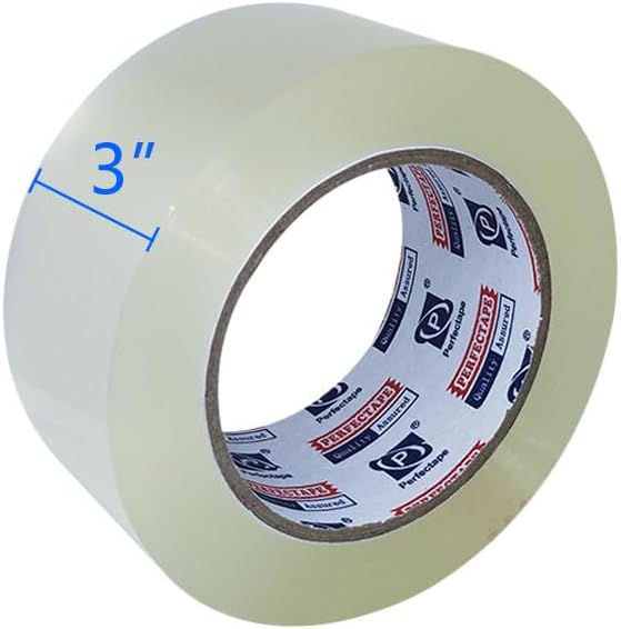 PERFECTAPE 3" Heavy Duty Packing Tape 6 Rolls, Total 390Y, Clear, 2.7 mil, 3 inch x 65 Yards, Ultra Strong, Refill for Packaging and Shipping(3" Width, not 2" Width) | Total 390Y, 2.7 mil, Ultra Strong, Refill for Packaging and Shipping(3" Width, not 2...