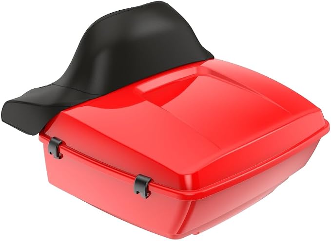 Advanblack Road Glide Tour Trunk Pack Scarlet Red King Tour Trunk Pack Luggage +Wrap-Around Backrest Pad for '97-'25 Harley Touring Road King Street Glide Electra Glide CVO models