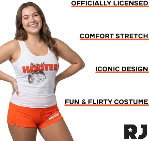 Ripple Junction Hooters Girl Iconic Waitress Outfit Includes Tank Top and Shorts Set Officially Licensed