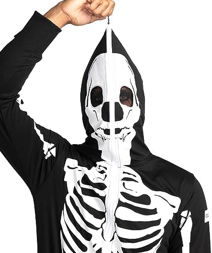 Tipsy Elves Men's Halloween Skeleton Costume Hooded Jumpsuit Adult Onesie