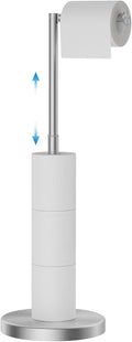 FORIOUS Toilet Paper Holder Stand Adjustable, Stainless Steel Freestanding Toilet Paper Holder with Storage, Bathroom Tissue Roll Stand Storage for 4 Rolls, Brushed Nickel