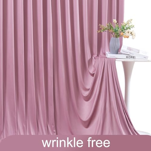 6 Panels Dusty Pink Backdrop Curtain for Parties Wedding Wrinkle Free Pink Photo Curtains Backdrop Drapes Fabric Decoration for Birthday Party Baby Shower 30ft(W) x 10ft(H)
