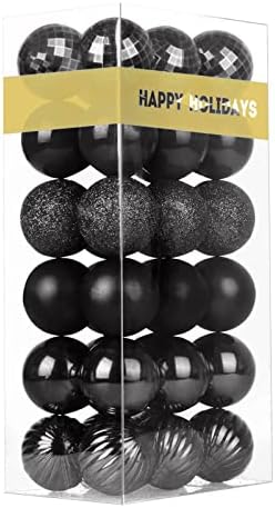 Black 2.5" Christmas Balls Christmas Tree Decoration Ornaments Shatterproof Hanging Balls for Birthday Halloween Holiday Wedding Decorations Set of 36pcs