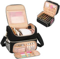 CUBETASTIC Nail Polish Organizer & Storage Bag for 48 Bottles & Full-Size Lamp, Double-Layer Travel Case Box for Nail Supplies, Manicure Kit & Pedicure Tools (Black, 48 Slots)