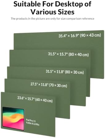 Leather Desk Mat 36" x 17", Olive Green Leather Desk Pad Protector