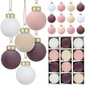Gemscream 30 Pcs Velvet Christmas Balls, 3.15" Flocked Blue Ornaments, Pink