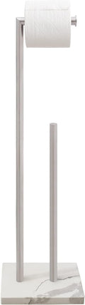 Gzila Free Standing Toilet Paper Holder Stand with Reserve, Heavy Weighted Marble Base Design, Bathroom Stands Tissue Rolls Holder, 304 Stainless Steel Brushed Nickel