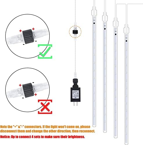 Meteor Shower Lights Outdoor, 2 Pack 11.8 Inches 10 Tubes 240 LED Snowfall Lights, Waterproof Meteor Christmas Light, Hanging Falling Rain Light for Tree Bushes Holiday Party Decoration, White