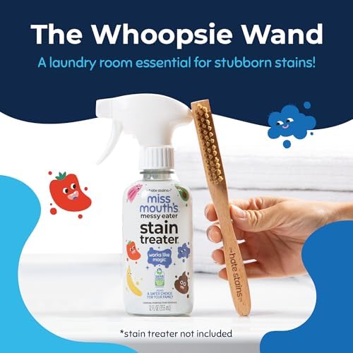 Miss Mouth's Messy Eater Stain Treater Spray 2-Pack 16oz & Laundry Brush Set - Stain Remover for Clothes & Delicates - Baby & Kids Pre-Treat Kit - Fabric Scrub Brush for Spot Cleaning - Bundle