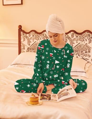 Ekouaer 2 Pack Womens Pajama Sets Long Sleeve Long Pants Pjs Loungewear