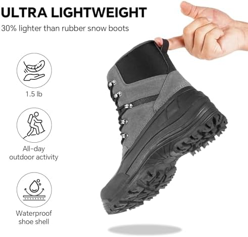 Men's Snow Boots, Waterproof Warm Insulated Winter Boots for Men