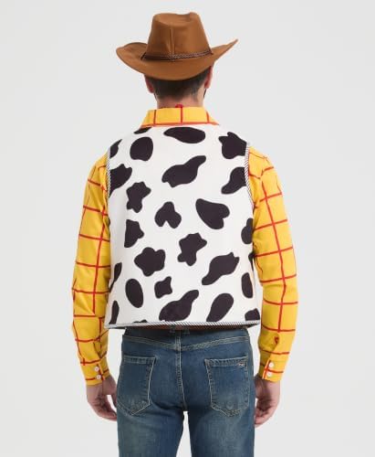 EFORLED Couples Halloween Costumes for Men 2026 Adult,Cowboy Yellow Plaid Shirt Outfit