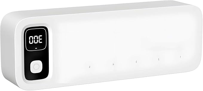 Wall Mount Toothbrush Sterilizer With 5 Slots, Sunshine-C Sanitizer W 2000Mah Battery, 200S Cycle, Digital Display For Bathroom