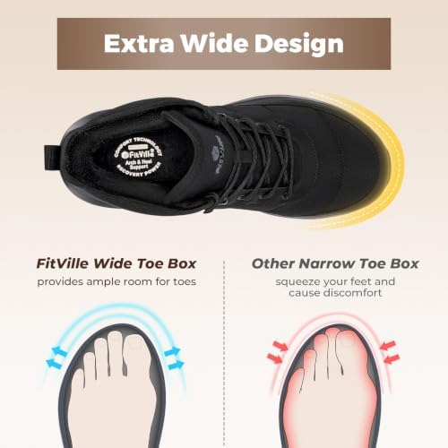 FitVille Men's Wide Winter Boots Non-Slip Insulated Snow Boots