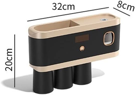 Toothbrush Rack Smart Toothbrush Holder Wall Mount Toothbrush Holder with Mouthwash Cup Automatic Toothpaste Dispenser Squeeze Kit Bathroom Toothbrush Holder(B)