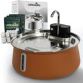 Cattasaurus Wireless 304 Stainless Steel Cat Water Fountain with Filtration, Automatic Water Dispenser for Cats, 135oz Large Capacity, Dishwasher Safe (Coffee, Fountain + 14 Filters (3-Month Supply))