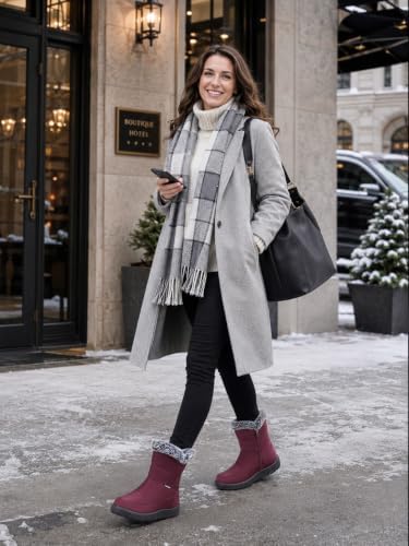 SHIBEVER Women's Winter Snow Boots: Waterproof Fur-Lined Ankle Booties