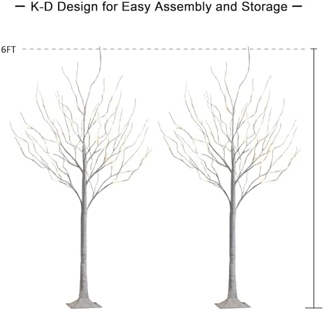LIGHTSHARE 6 Feet 72L LED Birch Tree Lights, Pack of 2, Warm White, for Holiday Party and Christmas Decoration, Indoor and Outdoor Use