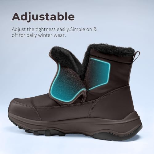 Coostar Mens Winter Snow Boots With Waterproof Adjustable Hook & Loop