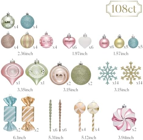 Valery Madelyn 108ct Christmas Ornaments Tree Decorations Set