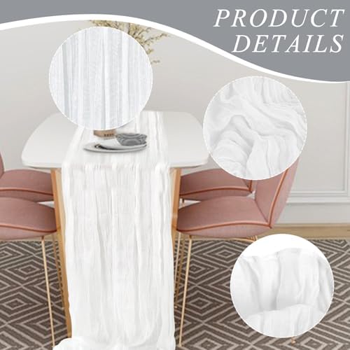 2 Pieces Cheesecloth Table Runner 35 x 118 inch Boho Gauze Table Runner Rustic Wedding Cheese Cloth Decor for Wedding Bridal Baby Shower Birthday Party St. Patrick's Day Table Decorations