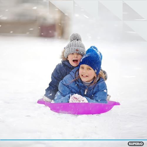 Superio Round Snow Saucer Sled- 24" Plastic Disc Sled for Kids and Adults- Heavy Duty Sled with Handles for Downhill Sledding, Winter Outdoor Sports