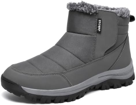 Jakcuz Plus Size Men's Water Resistant Winter Snow Boots with Warm Faux Fur