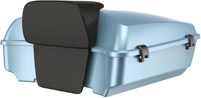 Advanblack Road Glide Tour Trunk Pack Sharkskin Blue Chopped Tour Trunk Pack Backrest Pad for '97-'25 Harley Touring Road King Street Glide Electra Glide CVO models
