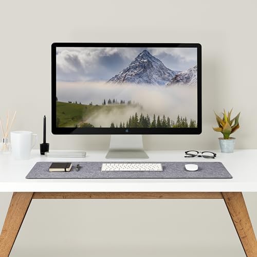 Premium Felt Desk Mat | Large 15.75" x 36" | Multifunctional Desk Pad for Home Office | Mid Gray