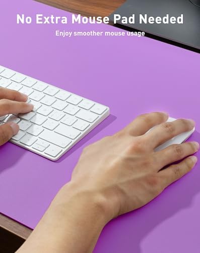 Aothia Faux Leather Desk Mat - Large Mouse Pad, Non-Slip PU Leather Blotter, Waterproof Writing Surface for Office and Home (Iris Violet, 63" x 24")